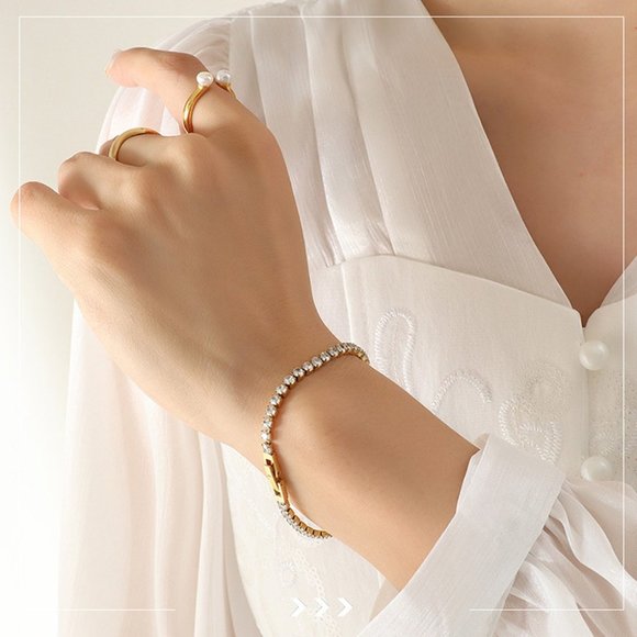 Fashion Jewelry accessories inlaid crystal stainless steel bracelet - Picture 2 of 15